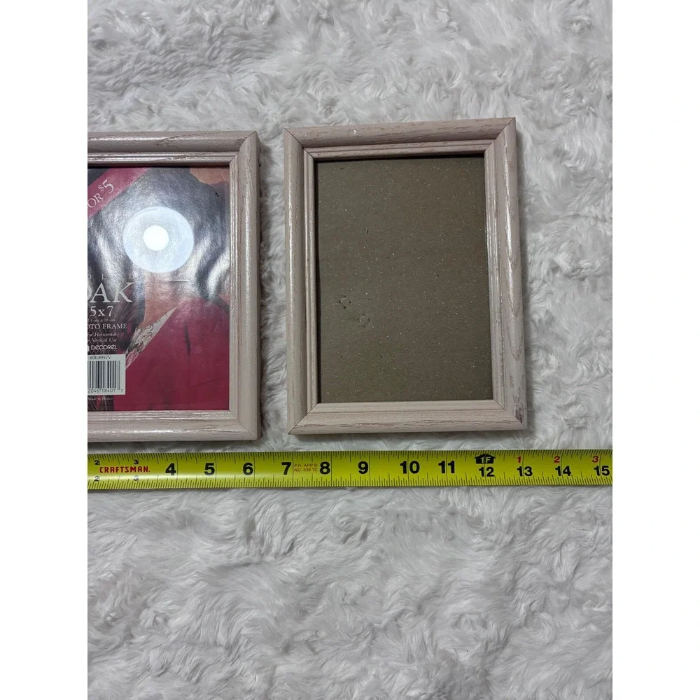 Vintage Solid Oak 5x7 Photo Frame Set of 2 Whitewash Wood
